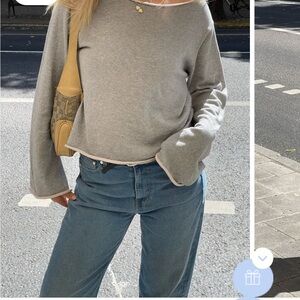 Djerf Avenue Gray Bateau Neck Sweater